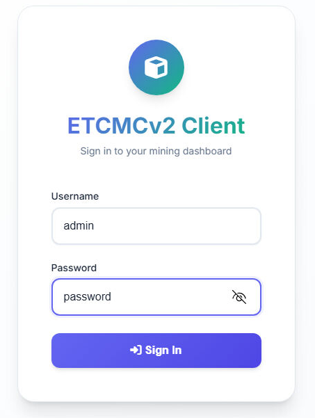 ETCMCv2 Client login page
